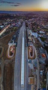Vista aerea dell’area della stazione Transalpina, Gorizia e Nova Gorizia (© Matjaž Prešeren)