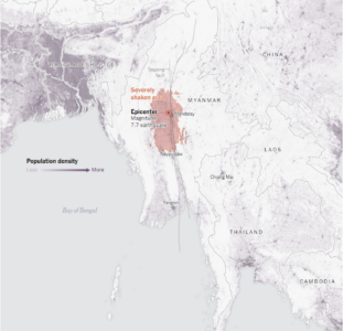 Il sisma in Myanmar (© The LandScan Program, Oak Ridge National Laboratory - ORNL, Global Earthquake Model Foundation)