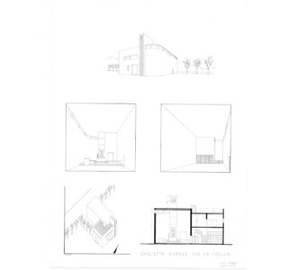 Cesare Cattaneo, disegno chiesetta rurale per la Sicilia, 1933