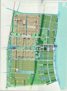 Vittorio Gregotti, il progetto di Pujiang Town, Shanghai (archivio Gregotti, Casva, Milano)