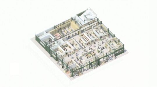 Marktraum, assonometria, Vienna (© Mostlikely Architecture)