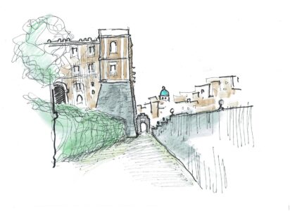 Disegno di Davide Vargas, da "Napoli infinita": Palazzo Cellamare