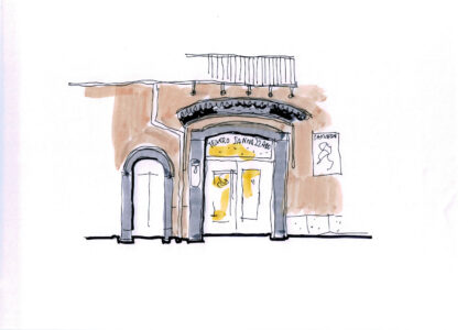 Disegno di Davide Vargas, da "Napoli infinita": Teatro Sannazaro