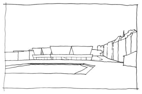 Il progetto vincitore di concorso per il nuovo Museo di architettura e Design di Helsinki, studio JKMM (© www.jkmm.fi) - schizzo