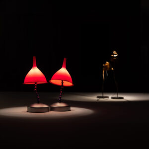 immagine di Cèunpodiruggine e di Tropical nella mostra "Davide Groppi. Un'ora di luce", Volumnia, Piacenza, 2026 (courtesy Davide Groppi)