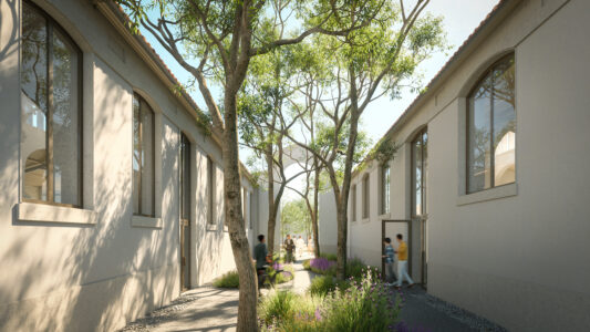 Cortile degli uffici. (@FUSAO, Courtesy of Emerge)