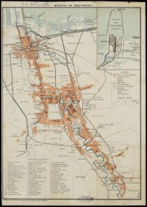 Jakarta (Batavia) in una mappa coloniale del 1908. Source: Leiden University Libraries