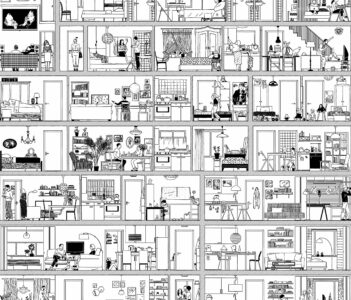 Zoom della sezione “ideale” elaborata da STAR, che genera i cinque edifici del progetto START-Ivry (© STAR strategies + architecture)