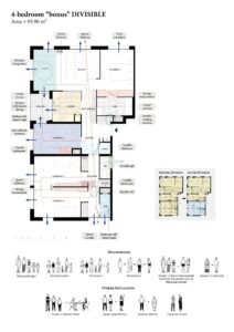 START – Analisi di un’unità “bonus” DIVISIBILE con 4 camere da letto (© STAR strategies + architecture)