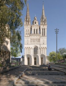 Cattedrale di Saint Maurice, Angers nuovo portico Kengo Kuma, 2026 (courtesy kkaa.co.jp)