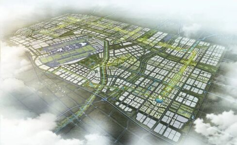 Zhengzhou Airport City, vista aerea (proposta del China Urban Planning and Design Institute)
