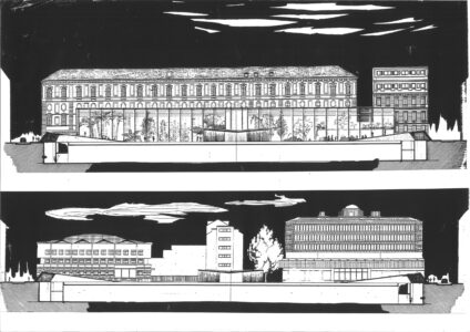 Piazzale Valdo Fusi progetto di concorso 1997 (© Archivio Ugo Bruno Architetto)