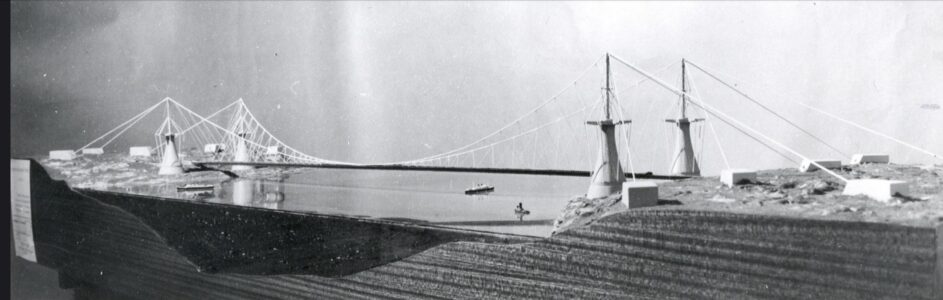 Concorso 1969: 2° Premio ex-aequo Gruppo Nervi, Ponte sospeso a campata unica con luce di 3.000 metri