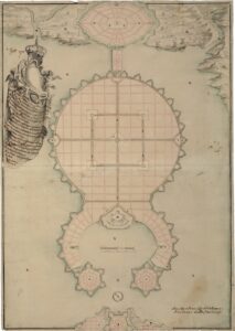 Bernardo Antonio Vittone, Topografia di una città in mezzo al mare, fortificata alla moderna, 1732, I classe, primo premio